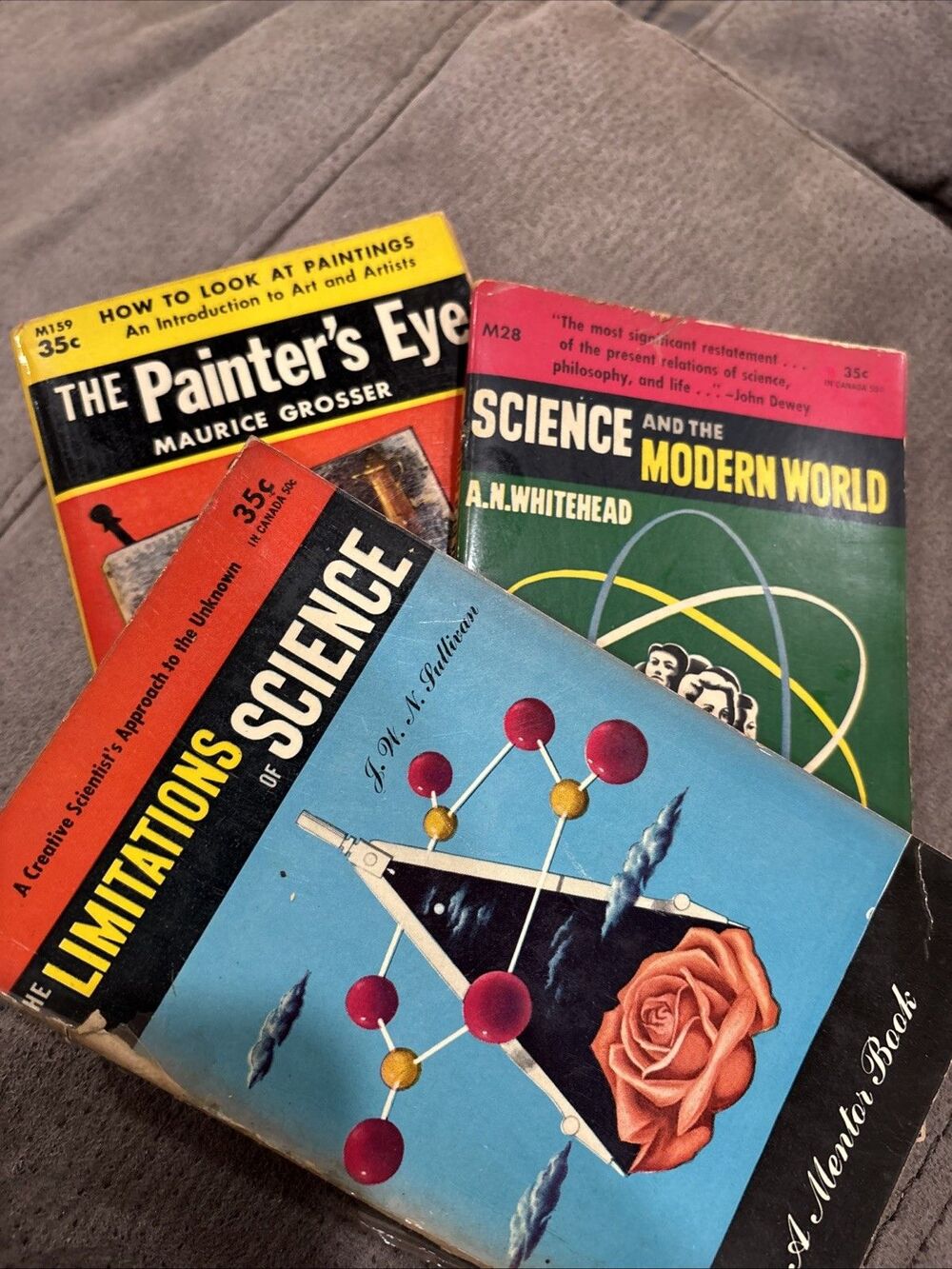 Vintage Mid-Century Mentor Books Lot of 3 - Science, Art Philosophy, Whitehead